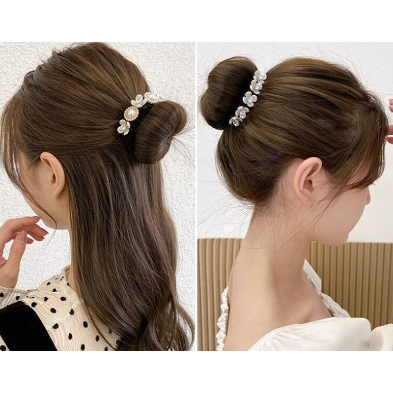 Happyupcity 4 Pcs Women Magic Hair Bun Maker with Peal