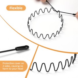 WantGor Metal Headbands, 6 Packs Fashion Unisex Black Hairband Hair Hoop