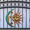 HOMSFOU Sun and Moon Metal Wall Decor 29cm Moon Sun