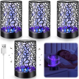 Qualirey 4 Pcs Electric Bug Zapper USB Mosquito Killer Repellent Fly Insect Lamp Purple Light Bug Trap for for Indoor Outdoor Bedroom Living Room Courtyard Backyard Patio(Black)