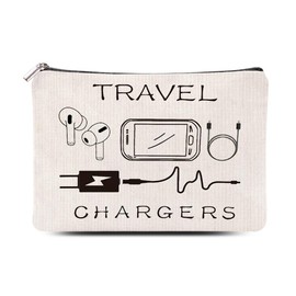 Chargers Travel Organiser Bag for Women Men Charging Cables Cosmetic Storage Bag Makeup Pouch for Friend Christmas Birthday Gifts Toiletry Bags Travel Chargers Cosmetic Makeup Bags