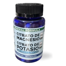 Citrato De Magnesio Y Potasio 100 Capsulas Suplemento 500mg Sin Sabor                                                                                 