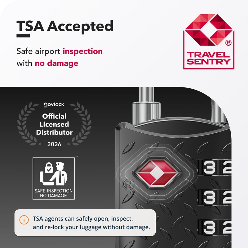 NOVLOCK Suitcase Padlocks – TSA Approved Suitcase Locks with 4-Digit