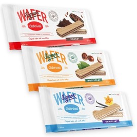 Cabrioni Italian Signor Wafer- Delicious Wafer Sticks with Light & Crunchy, Palm Oil-Free, Filled with Rich Vanilla Cream (Variety Cocoa,Hazelnut and Vanila)