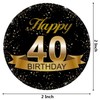 Black and Gold 40th Birthday Party Favor Stickers - 2