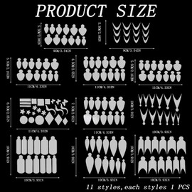 NICENEEDED 132 PCS Clear Nail Dual Forms for French Nails, Duet System Dual Molds Sticker Silicone Reusable Pads, 11 Sizes Scale for Home DIY Manicure Extension