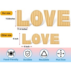 4 Pack Wooden Serving Trays, Large Solid Serving Platter, 15.5''*11.5'' Charcuterie Serving Board for Party Table Decor, Serving Trays & Platters for Anniversary Wedding Baby Shower Party (Love)