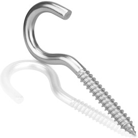 DIYUK Cup Hooks Screws 45mm x 3.0mm (Pack of: 5) Ceiling Screw in Heavy Duty Wood Thread Steel Zinc Plated