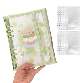 Pokmill Sealing Notebook, Girls, A6 Size, Large Capacity Storage, Includes 10 Inner Sheets, 6 Holes, Double Lock Binder, Cute, Waterproof PVC Material, Notebook and Album, Students, Kids, Sticker and