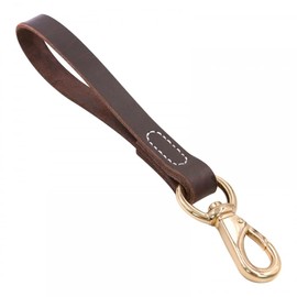 DONGKER 11.8" Short Dog Leash, Leather No Tangle Dog Leash Padded Handle with 360° Rotating Hook for Medium Large Dogs Training Walking