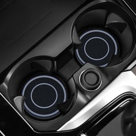 RGOAANC 2PCS Car Cup Holder Coaster, Car Interior Cup Holder Mats, Universal Non-Slip Cup Holders Embedded in Ornaments Coaster, Car Accessories Cup Holder Insert for Most Vehicles (Gray)