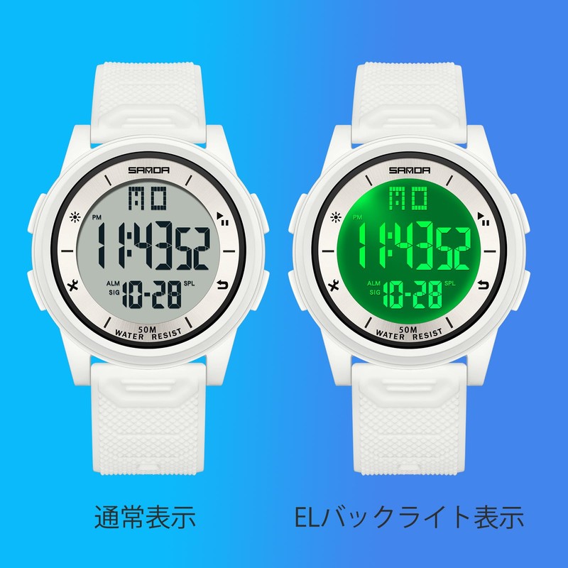 Timever Digital Watch Men's Thin Lightweight Comfortable Waterproof Wristwatch, LED