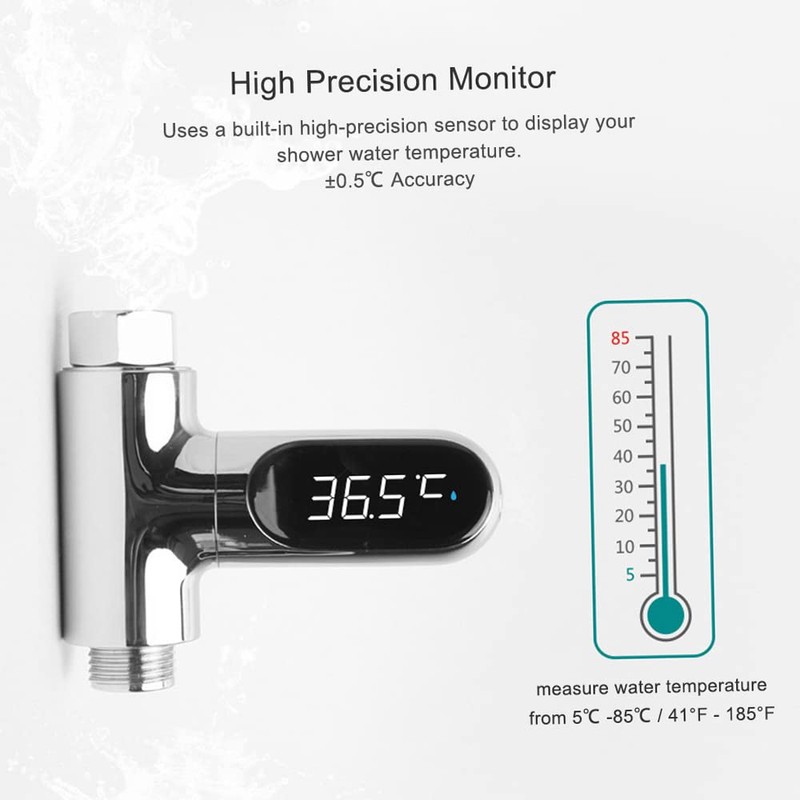 Shower Thermometer, Digital Shower Thermometer ℃/℉ Bath Temperature Monitor Water