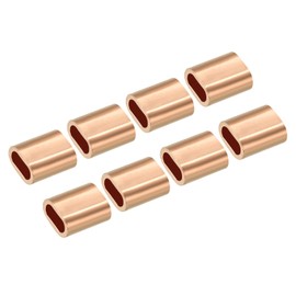 PATIKIL 3/32"/ 2.5mm Wire Rope Crimping Loop Sleeve, 25 Pack Copper Single Oval Hole Cable Crimps for Wire Rope Cable Ferrule, Golden