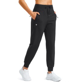 G Gradual Women's Fleece Lined Joggers Water Resistant Hiking Pants High Waisted Winter Thermal Sweatpants 3 Zipper Pockets(Black,M)