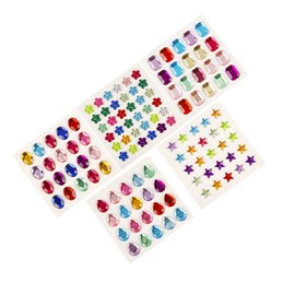 TEHAUX Star Blossom Octagonal Ellipse Water Drop Shape Stickers Rhinestone Acrylic Decals for Scrapbook