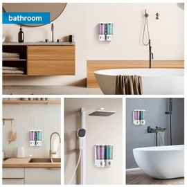 Shampoo and Conditioner Dispenser,Shower Dispenser 2 Chamber No Drill Shampoo Dispenser for Shower Wall Mounted Shower Shampoo Dispenser Body Wash for Bathroom,Hotel,2 * 450ML,White