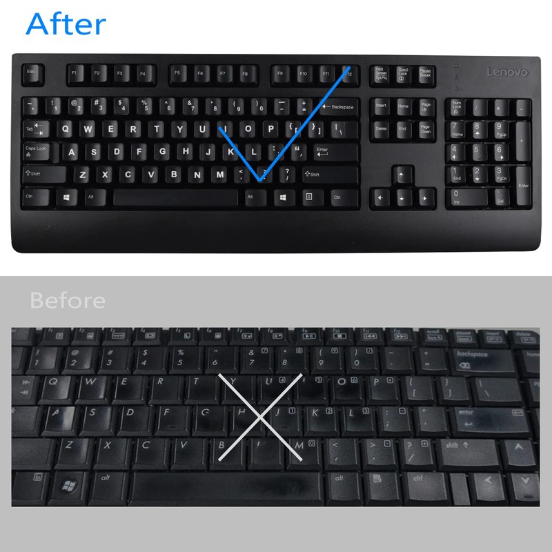 2 Pack English Universal Keyboard Alphabet Stickers, White Background with