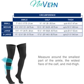 NuVein Sheer Compression Stockings for Women, 15-20 mmHg Support, 20 Denier, Thigh High, Closed Toe, Beige, Medium