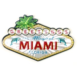 Miami Florida Greetings Sign Foil Magnet 4.25" x 2.75" x 0.125"