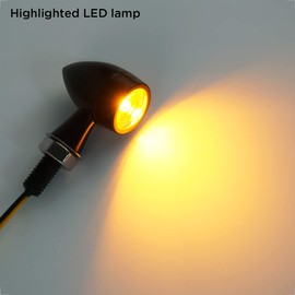 evermotor Mini Bullet Motorcycle Turn Signals LED, Waterproof LED Blinker Lights, 12V Universal Front and Rear Indicators for Harley, Dirt Bike, Yamaha, Honda, Cafe Racer, Cruiser - Amber Light, 2PCS