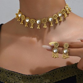 Indian Jewelry Sets for Women Wedding Jewelry Necklace Set Indian Choker Necklace with Maang Tikka Earrings Set Jewelry Gift