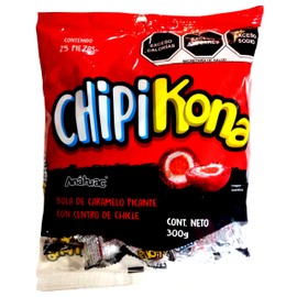 Anáhuac Chipikona - Bola de caramelo picante con centro de chicle - 25 piezas - 300 g