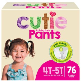 Cutie Girls 4T/5T Refastenable Potty Training Pants, Hypoallergenic with Skin Smart, 76 Count