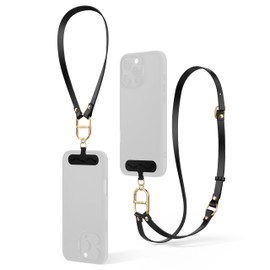 CYRILL by Spigen Charm Strap, Premium Vegan Leather Universial Cell Phone Strap [Crossbody and Wristlet Strap for Phone] - Black