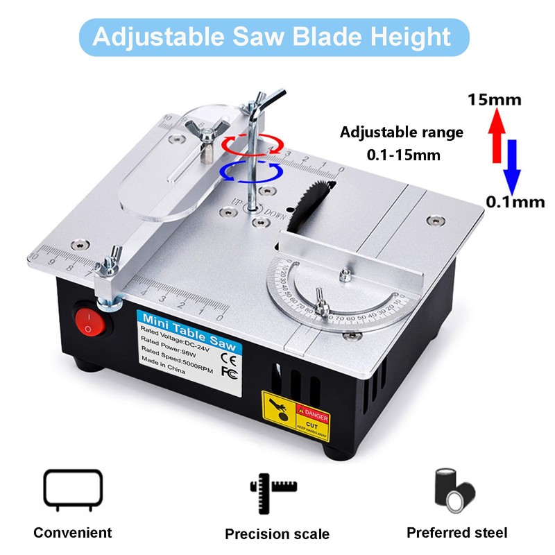 [TIMILAND] Mini Multi-Functional Table Saw S6【Cutter Speed、Angle、0-1/2inch hight Adjustable】with seven