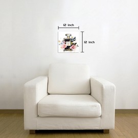 Dream Land Fashion Perfume Bottle Wall Art: Trendy Pink Gold Flowers Canvas Painting 12"x12" Rose Butterfly Picture