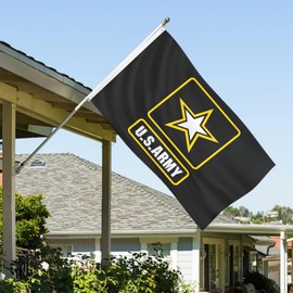 US Army Flag 4X6 Outdoor Double Sided USN Flags Heavy Duty 3 Ply Thick Polyester Material United States Black Star Army Military Flags Banner with 2 Metal Grommets, 4 Rows of Stitching