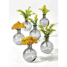 Serene Spaces Living Set of 36 Smoke Grey Ball Bud Vases, Transparent Glass Vases for Weddings, Events, Parties, Floral Centerpieces for Home Decor, Measures 4" Tall