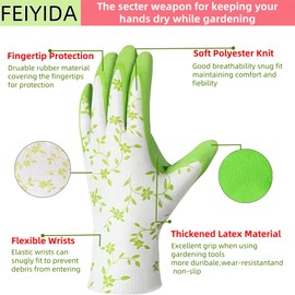 FEIYIDA Women's Gardening Gloves -Breathable Latex Garden Work Gloves，Outdoor Protective Work Gloves-Medium, Green