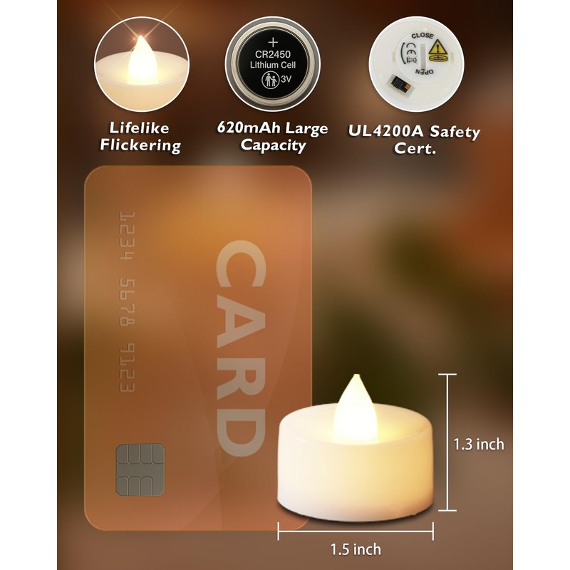 Homemory 12pcs Flameless LED Tea Lights with Remote & Timer,