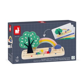 Janod Pédagogie Range-Finding Your Bearings in Space-The Garden-9 FSC Wood Accessories + 12 Cards-Children’s Educational Toy-36 Months +, J05077, Multicolor