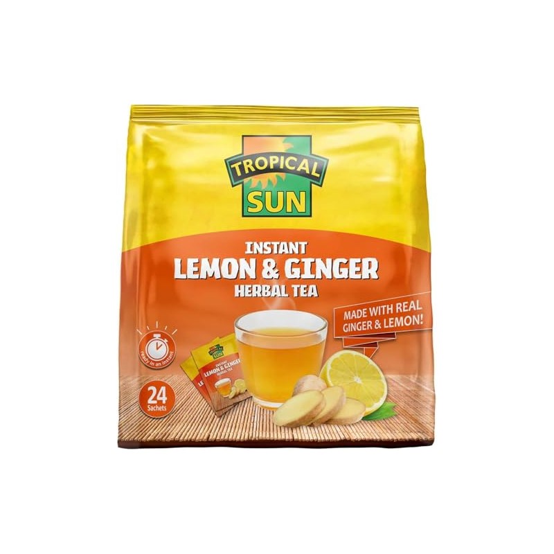 Tropical Sun Instant Lemon & Ginger Herbal Tea, Made with