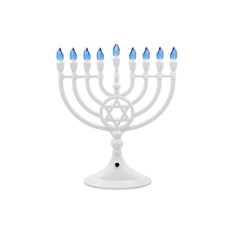 The Dreidel Company Traditional LED Electric White Hanukkah Menorah -