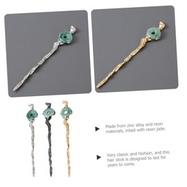 Outanaya 3pcs Chinese Resin Jade Hair Stick Exquisite Craftsmanship Metal Hair Pins for Women Hair Sticks for Long Hair Hair Accessories