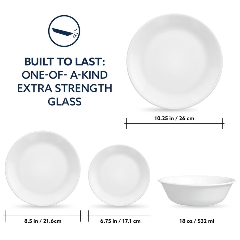 Corelle Vitrelle 8-Piece Service for 2 Dinnerware Set, Triple Layer