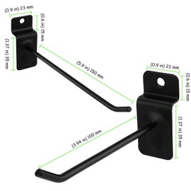 TAICHEUT 100 Pack Slatwall Hooks, 4 Inch 6 Inch Black Accessories Slatwall Slat Wall Hanging, Grid Wall Hooks Hanging Hook and Hanger Slatwall Panel Hook, Black