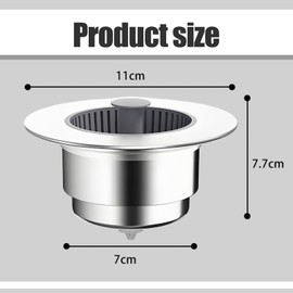 2Pcs 3 in 1 Sink Strainer Drainer, Stainless Sink Plug Strainer, Anti Clogging Prevents Odors Design, for Home Kitchen, Dishwashing Routines Food Prep Areas