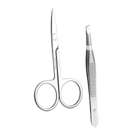 IWOWHERO Essential Eyebrow Tools Tweezer Scissor Hair Clip Brow Clip Tweezers Compact Kit