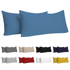 Dreamzie Pillowcases, 50 x 80 cm (Set of 2), 100% Jersey Cotton, 150 g/m², Blue, for 50 x 80 cm Cushions, Resistant and Hypoallergenic