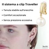Traveller Women's Clip Earrings 12 mm Pearl, Titanium, Pearl