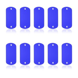 PATIKIL 10pcs Metal Stamping Blanks, Rectangle Stamping Tags Blanks Aluminum Plate DIY Name Tags 5x3cm Metal Engraving Blanks 2 Holes for Laser Engraving Stamping Craft Dog ID Tags, Blue