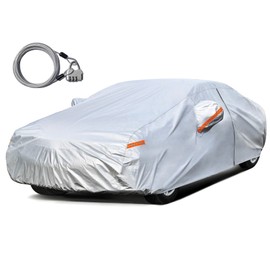 Kayme Car Cover Waterproof All Weather with Lock and Zipper, Sun Uv Rain Protection Outdoor, Fit Sedan (Up to 175 Inch) H1