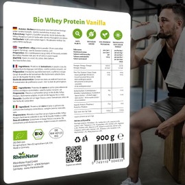 Organic Whey Protein Powder Vanilla 900 g - Protein Powder with Natural Aroma & No Soy - 100% Organic Whey Protein for Protein Shakes