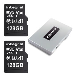 Integral 128GB 2-pack Micro SD Card 4K Video Premium High Speed Memory Card SDXC Up to 100MB s Read Speed and 50MB s Write speed V30 C10 U3 UHS-I A1