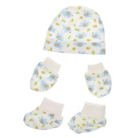 OATIPHO Newborn Cotton Hat Set Anti-Scratch Gloves and Foot Covers Soft Cotton Baby Accessories for Hospital and Everyday Use